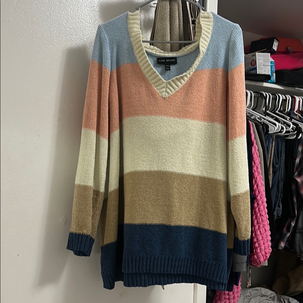 Lane Bryant Multicolor V-Neck Sweater
